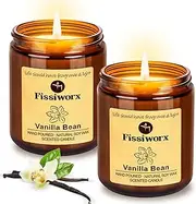Vanilla Scented Candle Set 2 Pack, Candle for Home Scented, Odor Eliminating, Stress Relief, 15oz, 120 Hours Long Lasting Candles, Soy Candle Gift Set for Women