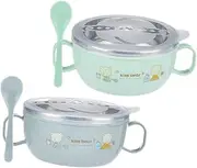 Uthclo Baby Bowls 2Pcs Stainless Steel Food Containers Serving Tableware Warm Lunch Container Toddler Plates Baby Plates Dinnerware for Infants Ramen Cereal