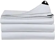 White Tarp 1x2m/2x2m/2x4m/2x5m/3x6m 600g/㎡ Heavy Duty Waterproof Canvas Tarpaulin Sheet, Foldable Ground Tarp Sheet Cover for Garden Furniture Car Camping with Eyelets(1x1.5m)