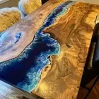72"x36" River Waves Epoxy Table Top, Epoxy Dining Table, Walnut Wood Epoxy Table