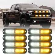 8x 12 White Amber LED Flashing Grille Emergency Strobe Light Bar Kit Tow Truck