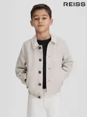 Reiss Stone Cadiz 3-9 yrs Linen Elasticated Trim Bomber Jacket (K74346) | $135
