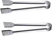 UTHCLO 2pcs Stainless Steel Food Clip Tongs Multi Purpose Bread Buffet Serving Utensils for BBQ Salad and Parties Comfortable Grip Kitchen Tool