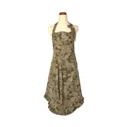 Belle Fig Tree Frill Cotton 95x70cm Apron Kitchen/BBQ/Baking Bib Burnt Olive