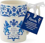 [Portmeirion] Home & Gifts Spode King Charles III Coronation Single Mug 340ml Blue & White Pattern UK Made