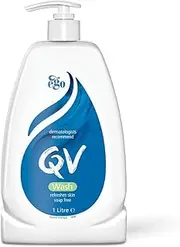 QV Wash Soap-Free Cleanser for Sensitive, Dry, and Eczema-Prone Skin - Dermatologically Tested - 1L
