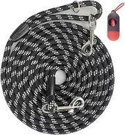 Codepets Long Rope Dog Leash for Dog Training 12FT 20FT 30FT 50FT, Reflective Threads Dog Leashes Tie-Out Check Cord Recall Training Agility Lead for Large Medium Small Dogs (10mm20ft, Black)
