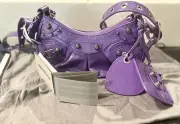Balenciaga Le Cagole Authentic Purple Leather XS Shoulder Bag NWT