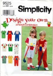 "Toddlers' Jumpsuit & Bib" ©1995 Simplicity Pattern # 9525 SZ 2,3,4