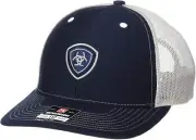 Ariat Mens Richardson 112 Adjustable Snapback Trucker Cap Hat (Navy/Grey)