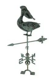 Zeckos Verdigris Patina Metal Pelican Weather Vane with Roof Mount
