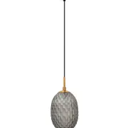 CLA Lighting Kathal Interior Ellipse Glass Segmented with Brass Highlight Enclosed Pendant Light Smoky Black