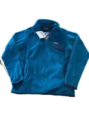 PATAGONIA Re-Tool Snap-T Fleece Pullover Womens Large Blue Polartec Slim Fit NWT