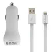 Moki 90cm Lightning MFI-Certified Charging Cable/Dual USB Car Charger for iPhone