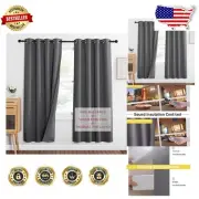 Triple Weave Blackout Curtains with Thermal Insulation - Grey, 2 Panels