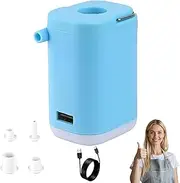 Slowowing Mini Air Pump, Portable Airpump for Air Mattress, 4 in 1 Mini Portable Air Pump with Light, Rechargeable Electric Inflator for Camping,Pool Floats,Quick Inflate/Deflate Pump