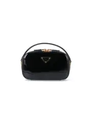 PRADA Odette Mini Black Patent Leather Top Handle Bag New And Authentic