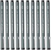 STAEDTLER Staedtler 0.1 Mm Pigment Liner Fineliner Sketching Drawing Drafting Pens Pack Of 10