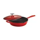 Tramontina Covered Skillet Enameled Cast Iron 10-Inch Gradated Red 80131/057DS
