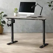 Oikiture 140CM Electric Standing Desk Single Motor Height Adjustable Sit Stand Table Top Grey-Oak