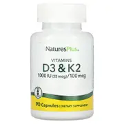 NaturesPlus, Vitamin D3 & K2, 90 Capsules