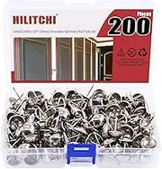 Hilitchi 200 Pieces 5/8'' (16mm) Round Dome Head Vintage Decorative Upholstery Nails Tacks Furniture Sofa Thumb Tacks Nails Pins with Clear Plastic Case (Silver)