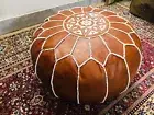 Moroccan Leather Ottoman Pouffe Footstool Round 24'' Unstuffed Aamazing