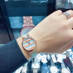 ARMANI 阿曼尼女錶 28mm 玫瑰金圓形精鋼錶殼 幾何立體圖形中二針顯示錶面款 AR00059