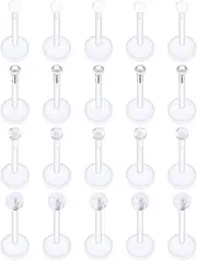 [Xnsjeyy] 16G Clear Earrings for Sports Plastic Monroe Lip Nose Rings Studs Forward Helix Conch Tragus Cartilage Earrings Studs Medusa Labret Piercing Jewelry Retainer for Surgery Women 6MM 8MM 10MM