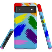 For Google Pixel 6 Case, Shielding Back Cover,Rainbow Brushes