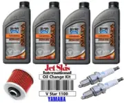Yamaha V Star 1100 Oil Change Tune Up Kit 20W50 4 Liters Spark Plugs Oil Filter