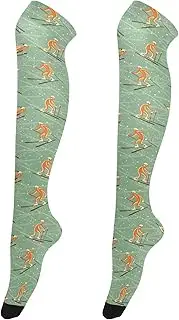 [Caihoyu] Tube Socks for Women Fashionable Over Knee Socks Baseball Socks Football Socks for Cosplay Seamless Winter Ski Pattern, Seamless Winter Ski Pattern