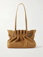 [Ferragamo] Ferragamo - Small Embellished Gathered Suede Shoulder Bag - Light brown - One size One size Brown