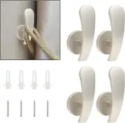 4 Pack Silver Curtain Tieback Hooks, Curtain Holdback Hooks for Wall Mounted, De