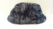 NINE WEST Black Gray Tweed Velvet Band Winter Hat 12% Wool NWT