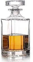 Glass Decanter with Airtight Geometric Stopper - Whiskey Decanter for Wine, Bourbon, Brandy, Liquor, Juice, Water, Mouthwash. Italian Lead-Free Glass (25.97 oz/768ml)