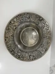 Vintage The Wilton Co. Metal Armetale Garden Path Chip & Dip Bread & Oil Platter
