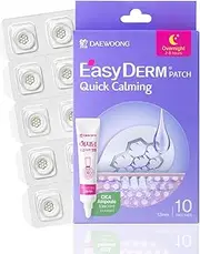 EasyDerm Quick Calming Magnesium Patches – Hydrocolloid Acne Spot Treatment Includes Tweezers & Ampoule, 10 Patches, Zit Sticker, TikTok Viral Blemish Patch, Made by Daewoong Pharmaceutical