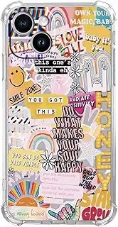 Vesidurt Positive Quotes Collage for iPhone 15 Case,Hippie Indie Aesthetic Pattern,Unique Soft TPU Bumper Case for iPhone 15