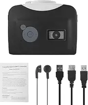 Cassette Tape-to-MP3 Converter Save into USB Flash Disk Auto Partition Standalone Recorder w/Earphone Black