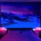 Large Wall Art Blacklight Poster UV Reactive Tapestry Wall Hanging West Snow