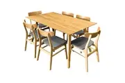 Divano Oscar 7pc Dining Set 150cm Table 6 Chair Fabric Seat Scandinavian Style