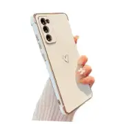 Case for Samsung Galaxy S20 FE 5G,Cute Plating Edge Love Hearts Pattern White