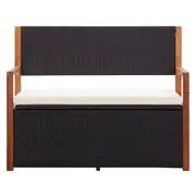Outdoor Storage Box Garden Bench Poly Rattan Wooden Cushion Container Furniture