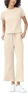 [EYZH] Womens Travel Outfits 2 Piece Sets,Short Sleeve Crewneck Tops Wide Leg Crop Pants,Lounge Sets Two Piece Casual Tracksuit