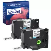 2PK Black on White Compatible with Brother TZ 261 Label Tape P-Touch PT-550 3/2"