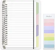 AIMI 4-Subject Notebook College Ruled and Blank Page A5, 240 Sheets (480 Pages), Spiral Notebook 6.3" x 8.4", Movable Pocket Dividers, Front/Back Plastic Covers, Multi Subject Notebooks