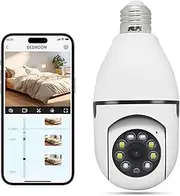 Biqiure Light Bulb Security Camera,WIFI Wireless Camera E27 Light Bulb Camera 360 Degree Panoramic 1080P Home Camera with Human/Motion Alarm,Two-Way Audio,Night Vision