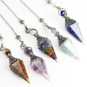 7 Chakra Orgone Faceted Cone Pendulum Dowsing Crystal Healing Chips Pendant