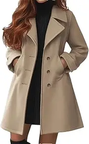 [Generic] Women's Winter Long Decent Single Breasted Long Sleeve Lapel Office Lady Long Coats